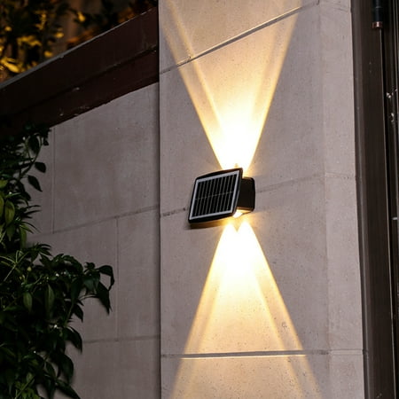 

SolarEra 4LED Dual Head Solar Wall Lights Waterproof Adjustable Brightness Spot Lights Solar Security Lamp for Patio Garage 4Pcs Yellow