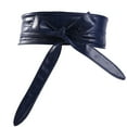 thumbnail image 2 of CBGELRT Leather Belts for Women Fashion Wrap Around Wide Elastic Belts Waistband Bow Knot Lace-up Tied Waist Cinch Belt for Dresses, Dark Blue, 2 of 4