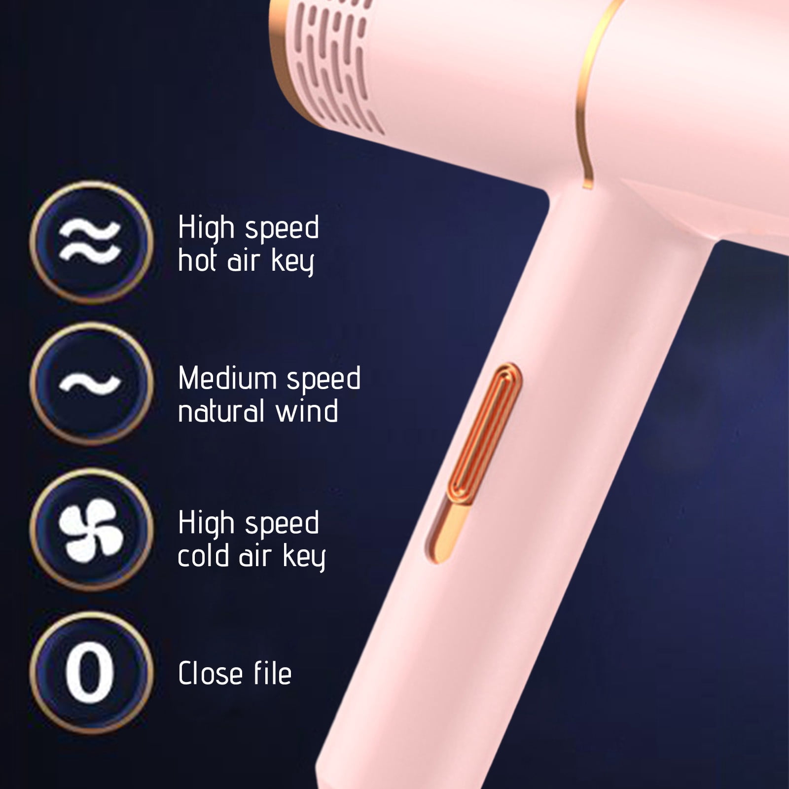 Slhenay High-Powered Electric Hair Dryer for Home Use - Lightweight Hair Dryer Intelligent Temperature Control Wet and Dry Use 3 Temp Low Radiation Ionic Hair Dryer for Women, Pink