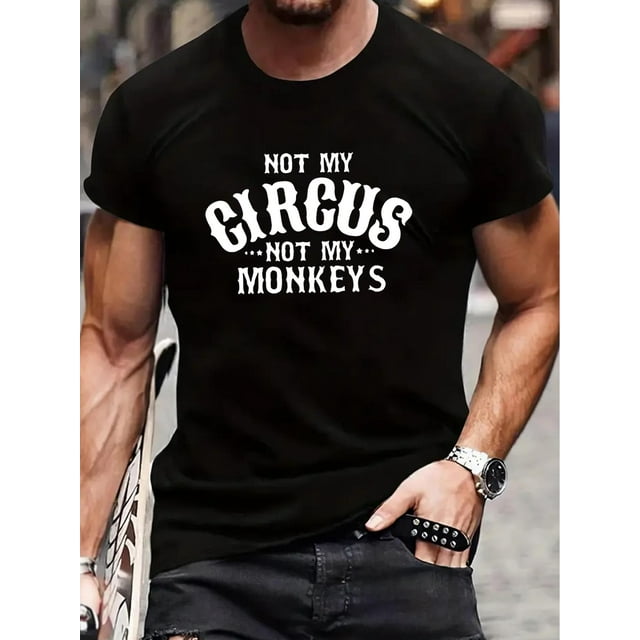 Pas Mon Cirque Pas Mon Singe Imprimé T-Shirt à Manches Courtes Col Rond Mode Coupe Régulière pour Printemps Été Vacances pour Adulte, Hommes, Femmes, Adolescents, Jeunes.