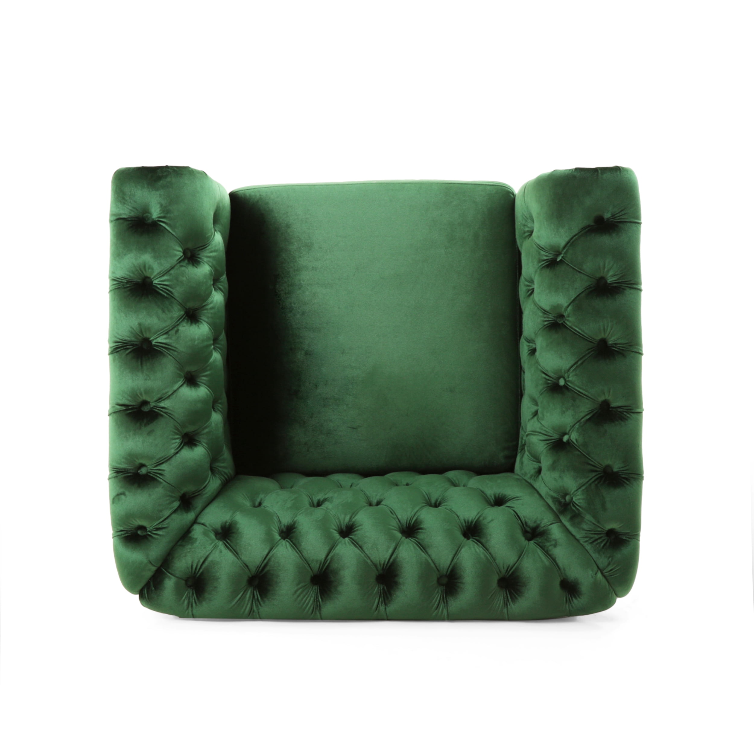 Noble House Millie Chesterfield Velvet Club Chair, Green
