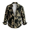 thumbnail image 4 of Mens Vintage Floral Lapel Long Sleeve Shirt, Soft Button Down Blouse, Retro Street Travel Casual Men Shirt, 4 of 5