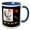 Blue/White, variant on 3drose, Image of 2017 Chinese New Year Black and White Rooster Calligraphy, 11oz Two-tone Green Mug