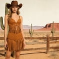 thumbnail image 2 of MEZZALL Women Fringe Sleeveless Spaghetti Strap Retro Hippie Cropped Tank Tops Summer Solid Color Breathable Ladies Camisole, 2 of 4