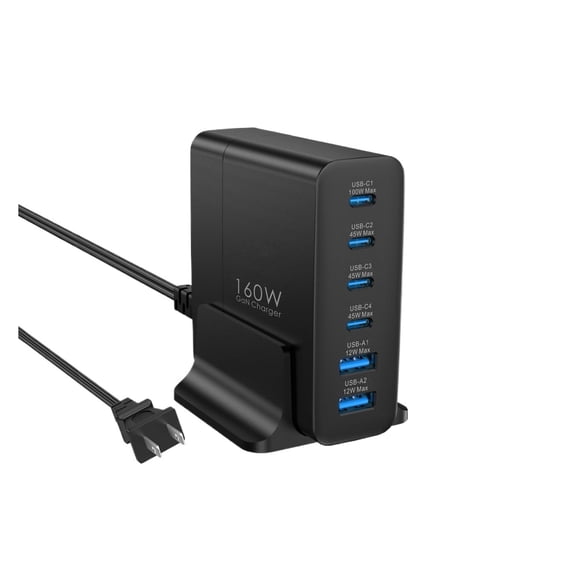 TOPADRE 140W USB C 5-Ports Charging Station with Display, Max 100W USB Laptop Charger Compatible with MacBook ,iPhone ,Samsung