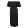 thumbnail image 4 of Delliss Maternity Off Shoulder Ruffle Dress For Women Fashion Knee Length Slim Fit Sleeveless Bodycon Dress, 4 of 7