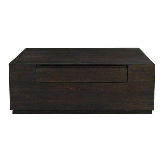 Flagstaff 2-Drawer Square Cocktail Table in Modern Barista Brown on Solid Wood
