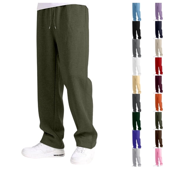 Quotay Baggy Pants Boy's Girls Straight Leg Open Bottom Casual Elastic Waist Athletic Joggers Sweat Pants with Pockets Baggy Sweatpants 02_Army Green,9-10 Years
