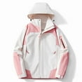 thumbnail image 2 of Olyvenn Plus Size Womens Oversize Lightweight Windbreaker Jacket Loose Long Sleeve Hooded Zipper Coat Hiking Fishing Active Raincoat Pink XXXXL, 2 of 3