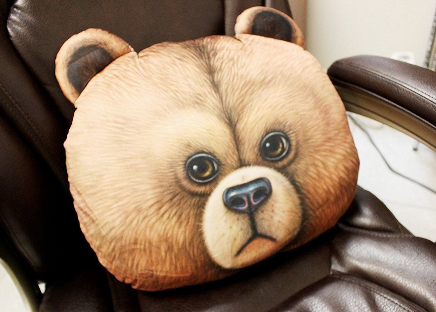 X Big Adorable 3D Printed Bear Head Pillow Super Soft