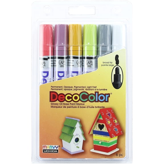 Marvy Uchida® DecoColor® Paint Markers, Broad Tip, 300-S, Retro Colors, Set of 6