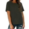 thumbnail image 7 of Womens T Shirts, Yigetop Women's Short Sleeve T Shirts Casual Solid Tops Basic Loose Crew Neck Clothes Pullover Tee T Shirts for Women Grey S, 7 of 7