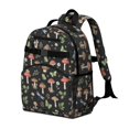 thumbnail image 2 of Mushroom and Dragonfly Black Pattern Cute School Backpack Bag for School with Padded Back and Adjustable Shoulder Straps 15.25"x11.5"x5.25", 2 of 5