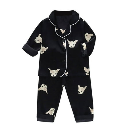 

Pajamas Outfit For Toddler Girls Boys Long Sleeve Cartoon Prints Tops Pants 2 Piece Outfits Kids Homewear Nightgown Clothes Set
