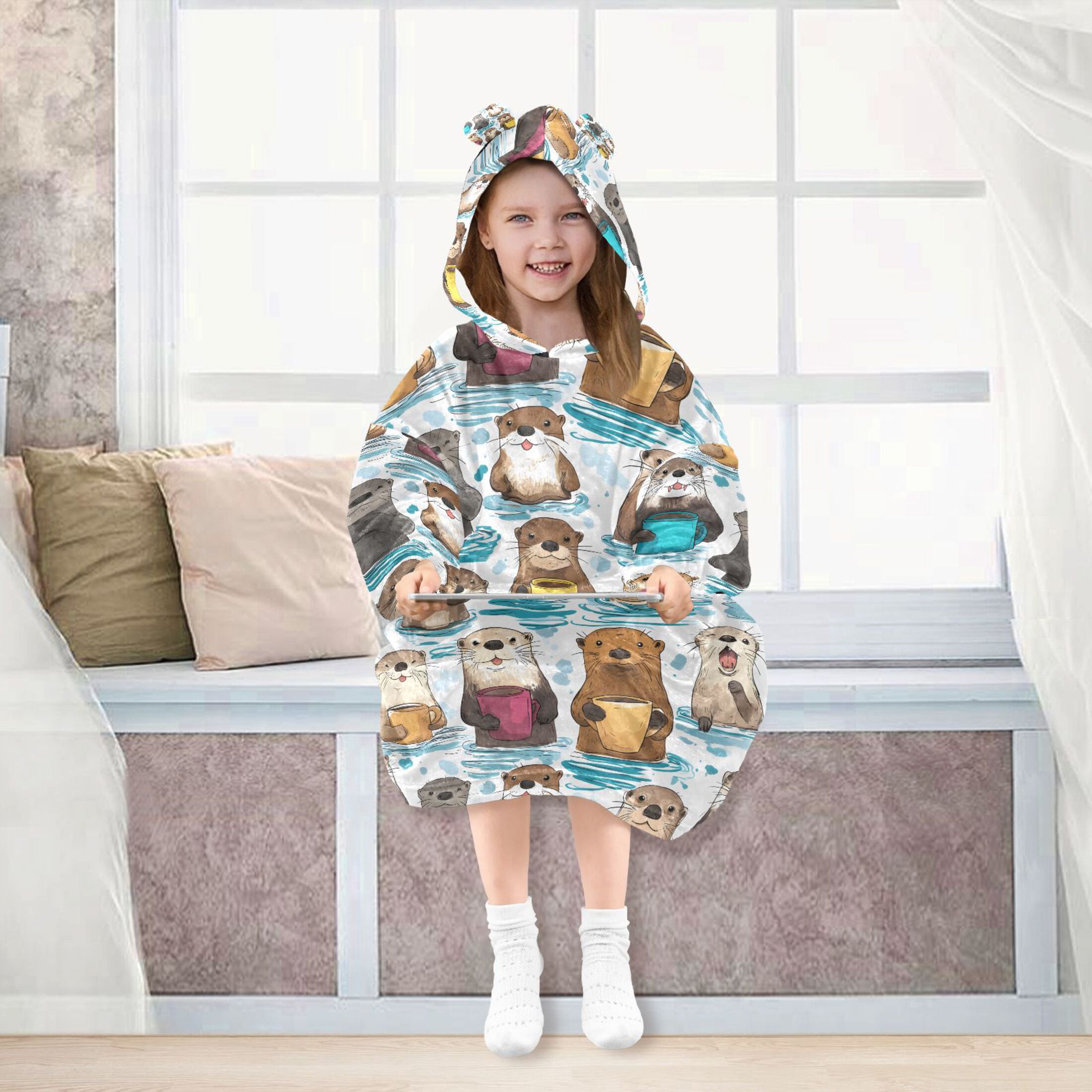 joogoo Blanket Hoodie for Guinea Pig in Water Oversize Sweatshirt 3-14 YR L