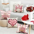 thumbnail image 3 of Valentine''s Day Pillow Covers 18x18 Inch Valentines Day Pink Flower Pillow Covers Valentines Love Gnome Throw Pillow Covers Wedding Anniversary Cushion Case Decoration for Sofa Couch Set of 4, 3 of 6