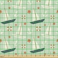 thumbnail image 2 of Ambesonne Nautical Fabric by the Yard Upholstery, Sailboats Stars, 1 Yard, Mint Green Salmon, 2 of 5