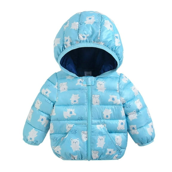Hicidod Toddler Fleece Jacket Hooded Long Sleeved Winter Warm Down Coats Cute Printed Lined Fleece Padded Puffer Jackets
