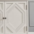 thumbnail image 2 of FFZ 65.2 inch Mid Century Modern Sideboard Buffet Storage Cabinet Symmetrical Geometric Console, Antique White, 2 of 7