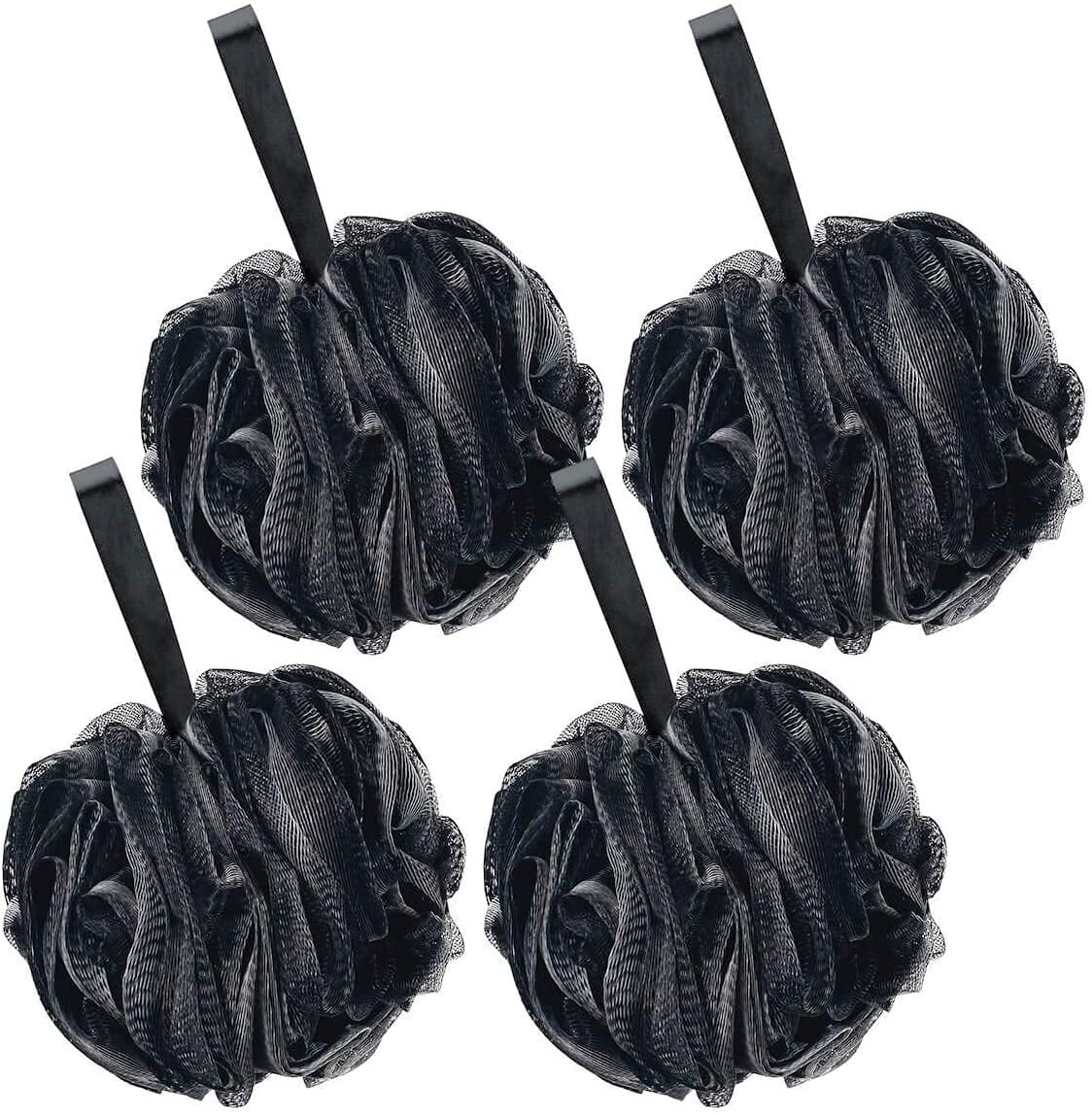 Shower Bath Sponge Puff Black Loofahs Pouf Ball Nature Bamboo Charcoal Mesh for Body Wash