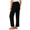 thumbnail image 6 of Cropped Pants Women Elastic Waist, Straight Leg Casual ankle length Trousers with Pockets for Everyday Summer travel Black XL, 6 of 6
