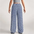 thumbnail image 7 of Beollynier Kids Blue Checkered Print Casual Loose Breathable Wide-leg Trousers for Girls 8-12 Years - Perfect for Everyday Wear and Playdates, 7 of 7