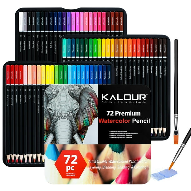 Lápices de acuarela KALOUR Professional 72 colores con 2 pinceles
