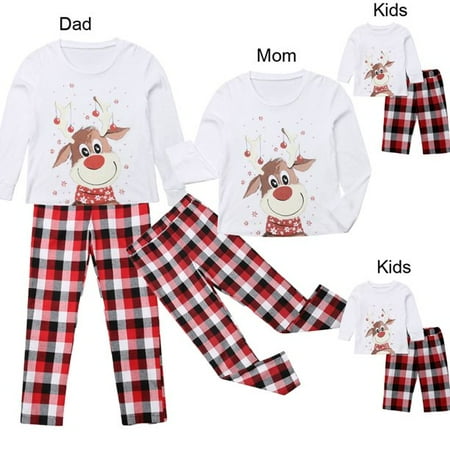 

HESHENG Christmas Pajamas Family Matching Pajamas for Family Dad Mom Kids Home Casual Wear Holiday Party Costume Mom-M