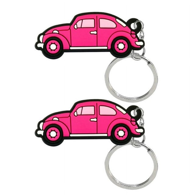 OUSITAID Key Chains 2Pcs Key Rings Cartoon Car Shape Vivid Color Hanging Delicate Craft Decorate Unfading PVC Key Ring Pendants Car Pendant