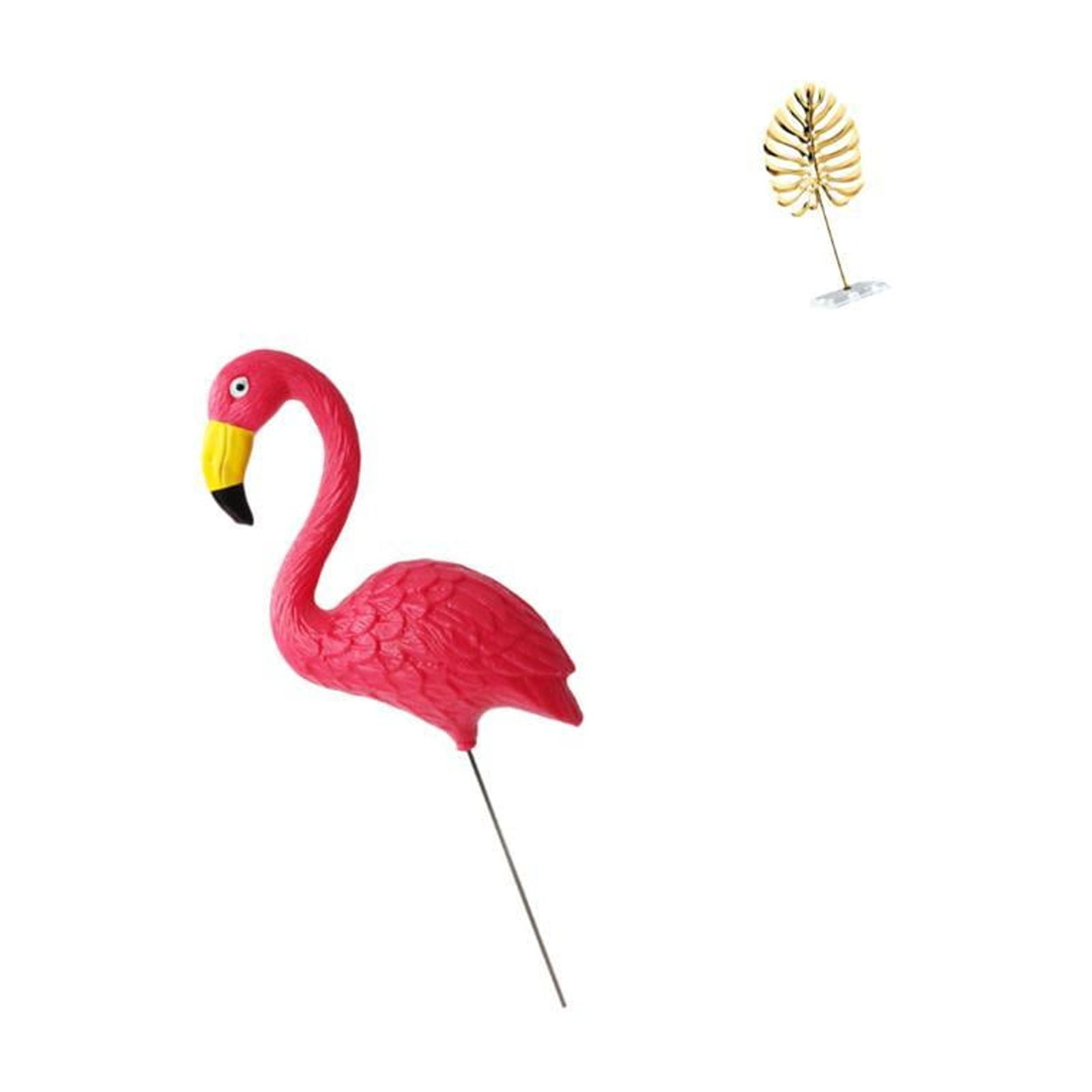 simhoa Flamingo Leaf Garden Sculpture Figurine Ornament for Spring Holiday Yard Art Abstract Metal Statue Home Bookshelf Bar Decoration Fairy Accessories