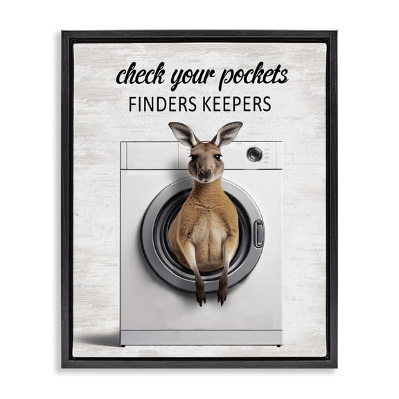 Stupell Industries Finders Keepers Laundry Rule Quotes and Sayings Painting Black Floater Framed Canvas Art Print Wall Art, 17 x 21