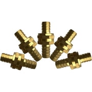 Brass Octagon Thread Head Garden Hose Swivel Connector (5/8" Barb x 5/8" Barb, Pack of 5)