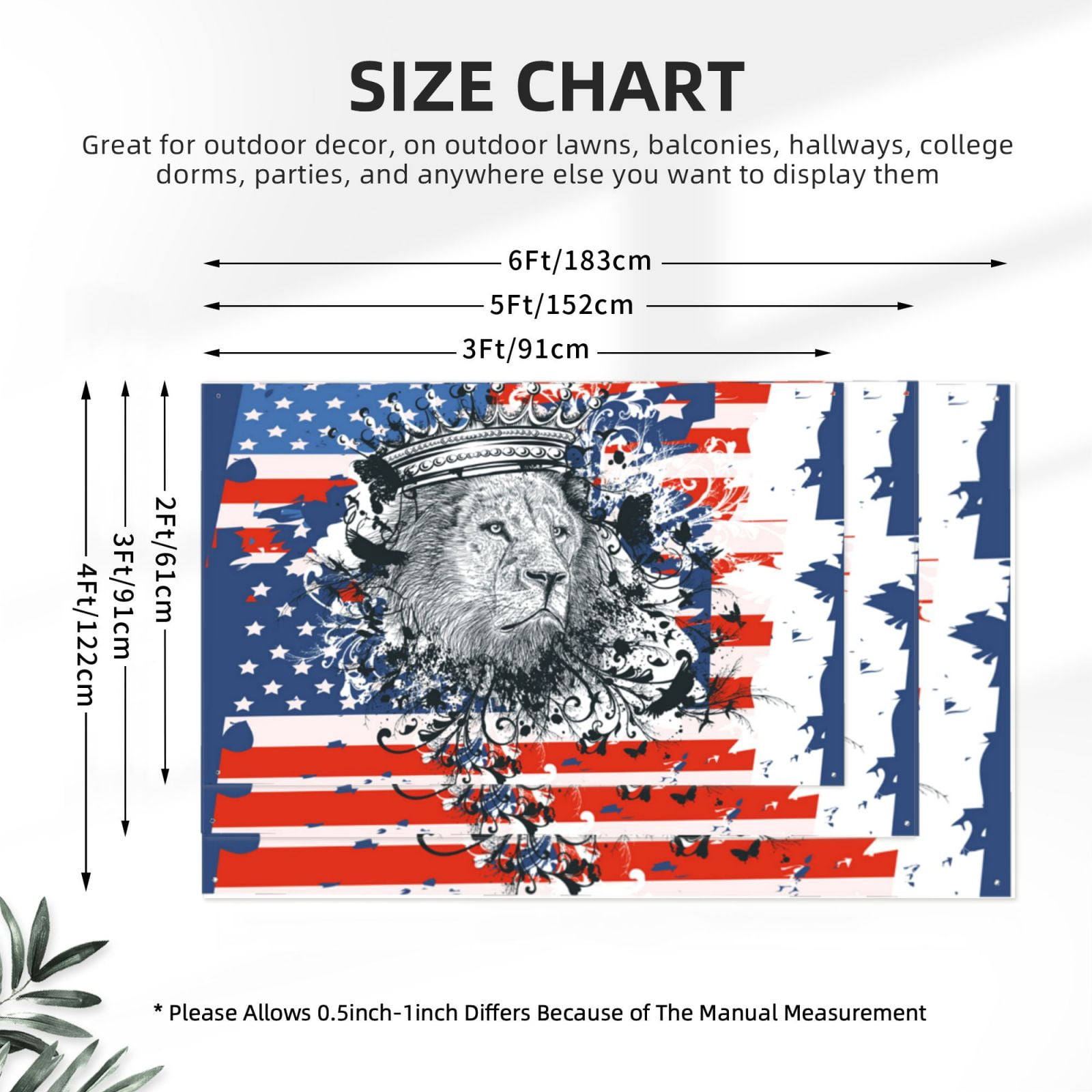 Lion USA Flag Four Hole Decorated Banner Flag for Garden Yard Home Decoration Indoor Outdoor 4x6 Ft