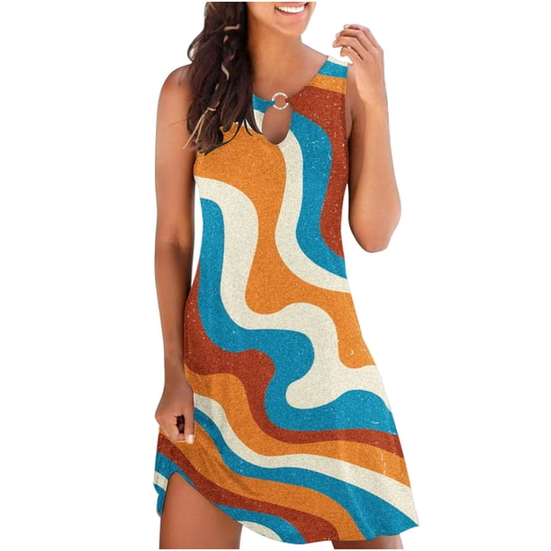 Vestido sin mangas sin mangas con estampado de verano suelto para mujer OAVQHLG3B Store lin121212
