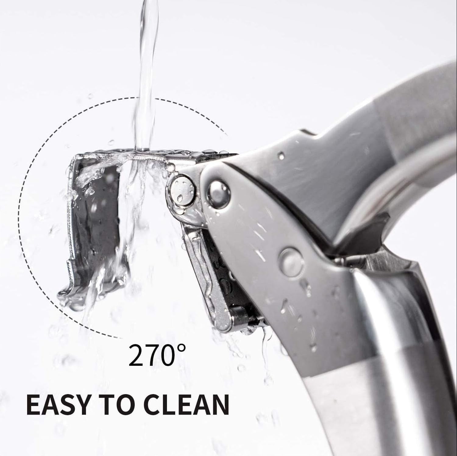 Premium Garlic Press, Stainless Steel, Easy to Clean Garlic Mincer, Durable Construction and Rust Proof