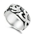 thumbnail image 1 of Tribal Oxidized Raised Symbol Wide Ring .925 Sterling Silver Band Jewelry Female Male Unisex Size 12, 1 of 4