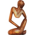 thumbnail image 5 of Handcrafted Wooden Thinking Man Sculpture - 12" Abstract Art Figurine for Home & Office Décor, 5 of 9