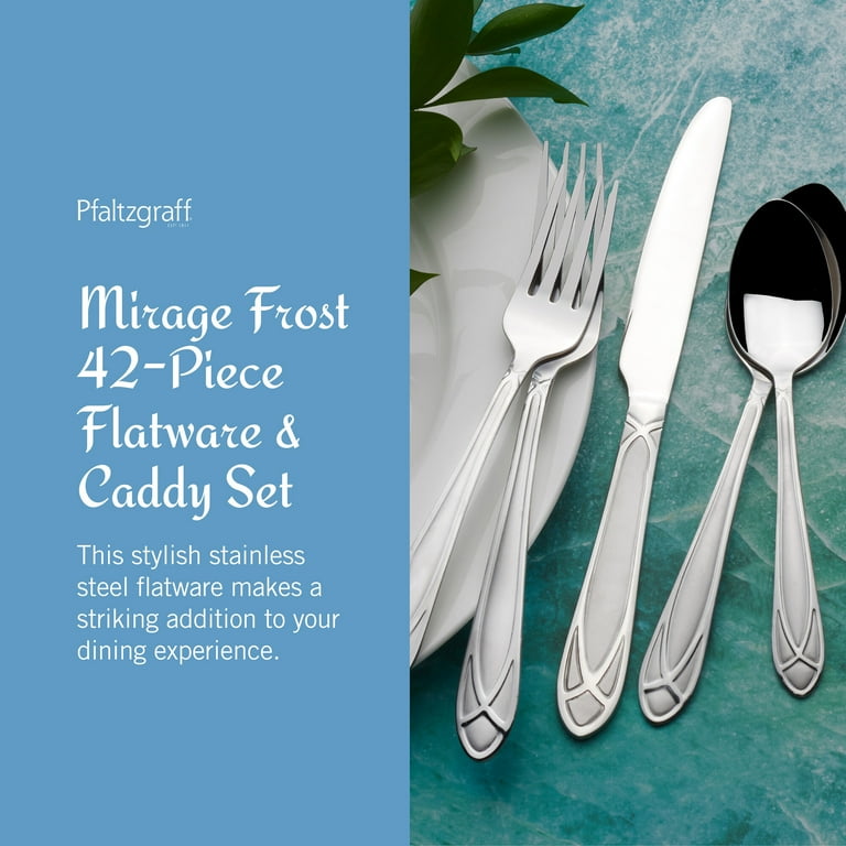 Free Shipping! Pfaltzgraff Mirage Frost 42-Piece Modern Flatware