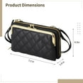 thumbnail image 6 of Quilted Black Kiss Lock Clutch Purse, Small Crossbody Bag with Detachable Strap, PU Leather Credit Card & ID Holder, Slim Wallet for Women, 6 of 6