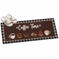 thumbnail image 2 of 2'x6' Rug Runners for Hallways Kitchen, Coffee Time Non Slip Entryway Beside Floor Carpet Runner, Vintage Farmhouse Coffee Beans Black Plaid Washable Laundry Room Bedroom Throw Rugs Mat, 2 of 8
