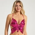 thumbnail image 6 of Women Sleeveless Strappy Camisole Crop Top Sparkly Butterfly Sequins Crisscross Tie Backless Belly Dance Bras, 6 of 9