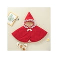 thumbnail image 2 of Liacowi Baby Girl Christmas Wool Blend Winter Hooded Red Poncho Jacket Coat Outerwear Cloak, 2 of 8
