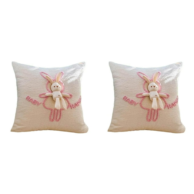 YWIYIUD Bow Embroidered Pillow Cases 18x18 Set of 2 Decorations Embroidery Cushion Covers for Couch Sofa Bedroom Home Decor Holiday Home Sofa Pillow Covers