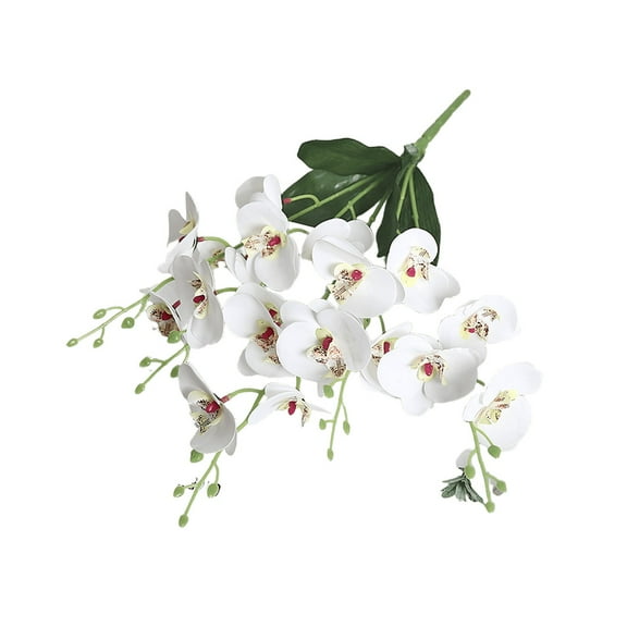 Hiroekza Artificial Flower Outdoor Indoor - Phalaenopsis Orchid(Butterflies Orchid) 5 Forks Butterflies Orchid Fake Flowers UV Resistant Home Living Room Wedding Party Decorations White