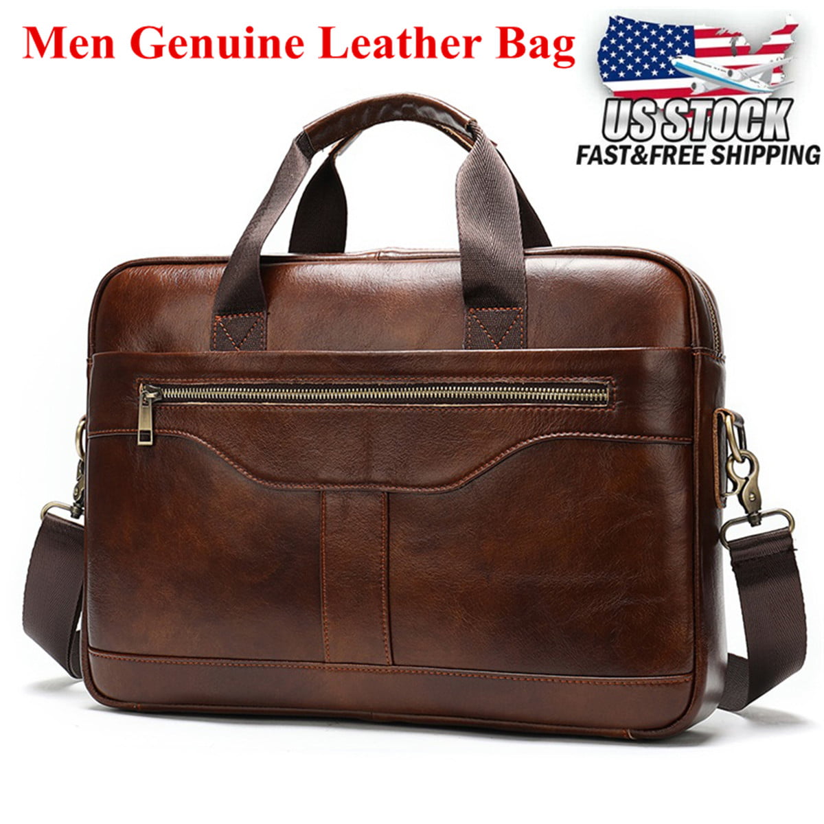Men Genuine Leather Briefcase Messenger Shoulder Laptop Business Bag Handbag