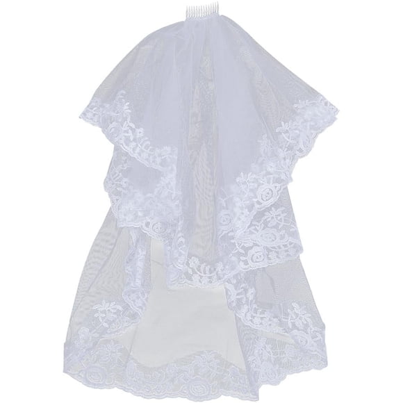 750mm Wedding Cathedral Veil Long Mesh Tulle Bridal Veils White Embroidered Edge Simple Wedding Veil with Comb Headwear Gothic Bridal Veil Waist Length Lace Bridal Veil for Women
