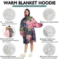 thumbnail image 5 of Wearable Oversized Blanket,Pioneer Flower Floral Print Pattern Wearable Blanket Hoodie for Adults,Cozy Hooded Blankets with Super Pockets,Super Warm Fuzzy Pullover for Women & Men, 5 of 6