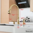 thumbnail image 2 of Boyel Living Kitchen Faucet 3-Spray Patterns 1.8 GPM Pull Down Spout,Single Handle Kitchen Sink Faucets with Soap Dispenser in Brushed Gold, 2 of 11