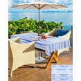 thumbnail image 4 of Pink Striped Outdoor Tablecloth - 60 Inch Round Dining Table Cover, Watercolor Pink White Stripes Waterproof Outdoor Table Cloth with Umbrella Hole & Zipper for Picnic/Patio/Party, 4 of 5