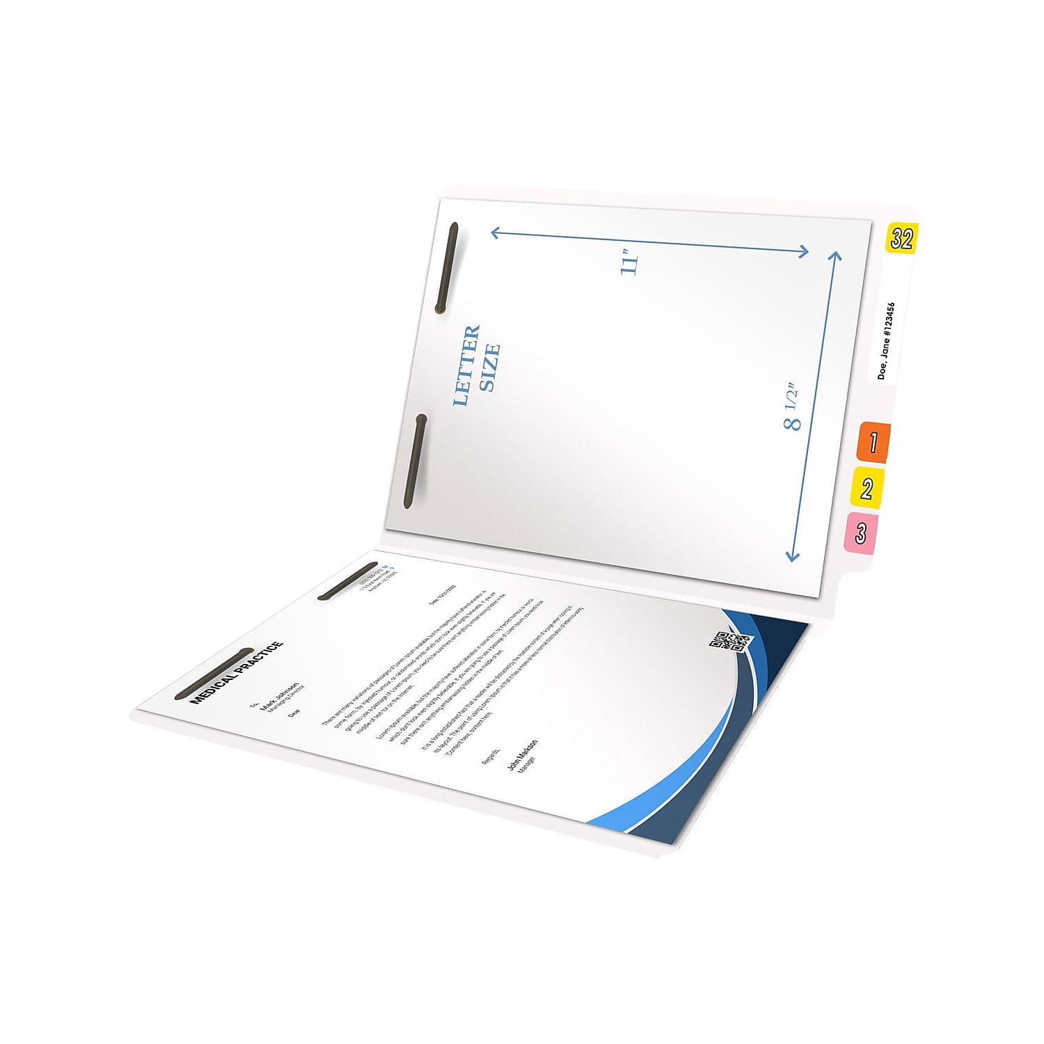 Medical Arts Press Heavy-Duty End Tab File Folder Straight Cut Letter-Size White 40/Box